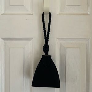 Black satin wristlet rope handle